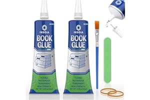 INSOIA Book Glue, 15ML x 2 Book Adhesive, Clear Book Binding Adhesive, Flexible Paper Glue for Book Repair and Bonding, Envelopes, Postcards, Paper Craft, Greeting Cards, Invitations, Crafts DIY