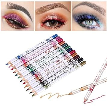 Allbesta 12 Farben Professionelle Lidschatten Stift Eyeliner / Lip Liner Set Pearlescent Wasserfest Kosmetische Make-up