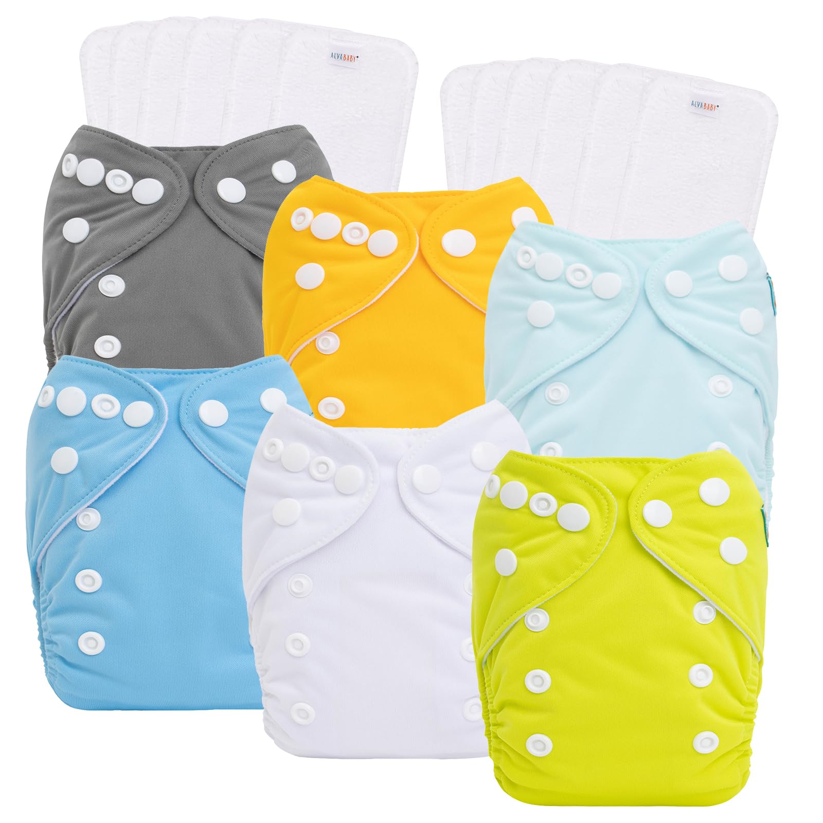 Photo 1 of ALVABABY 6pcs with 12 Inserts Baby Cloth Diapers Pocket Newborn Diaper for Less Than 12pounds Baby Snaps Cloth Diapers Nappy
