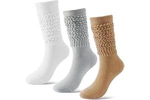 BONANGEL Slouch Socks for Woman,3 Pairs Scrunch Slouchy Socks Women,Long Scrunchy Tube Boot Socks for Women Girls Size 5-11