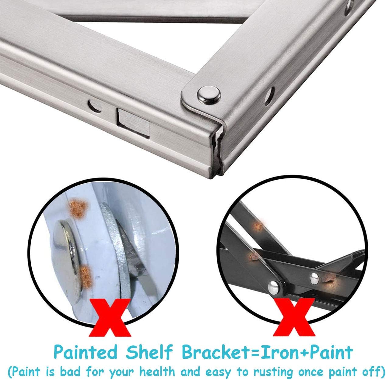 CUZURLUV 20'' Folding Shelf Brackets Max. Load 550 lb, Heavy Duty Stainless Steel DIY Wall Mounted Shelf Bracket Space Saving for Table Work Bench, Pack of 2: Home Improvement