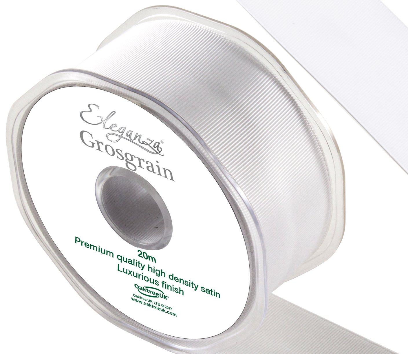 ELEGANZA Premium Quality Grosgrain Ribbon, Satin, White, 11 x 11 x 4 cm