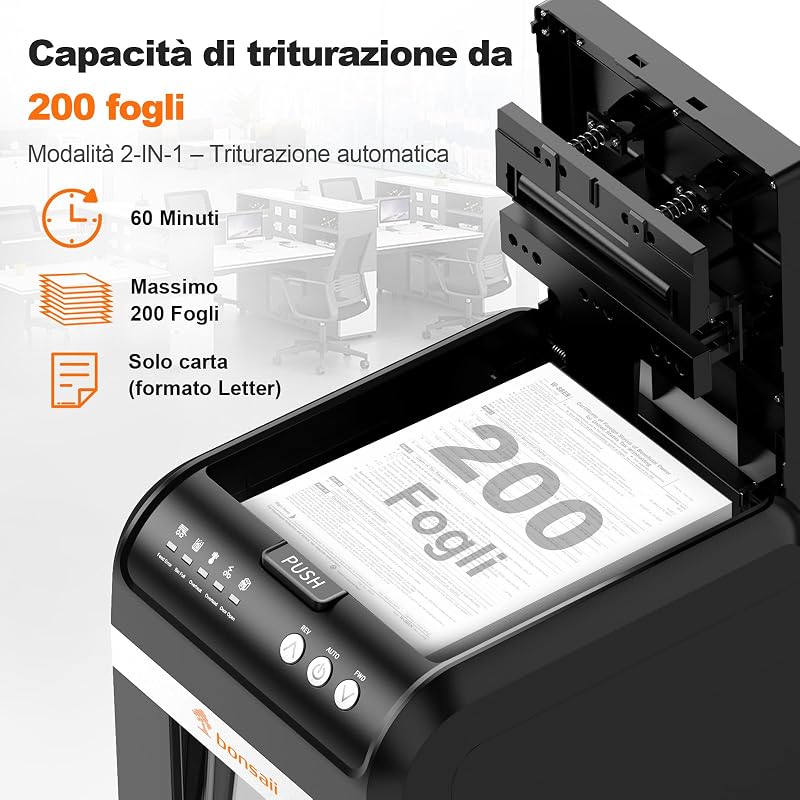 Distruggidocumenti Auto 200 Fogli, Microframmento P-4