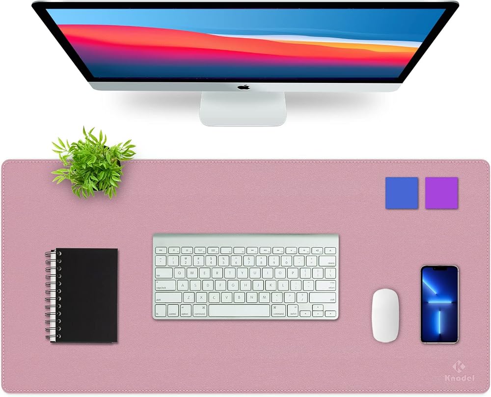K KNODEL Desk Mat Dual-Sided 60x35cm Purple PVC Leather Waterproof