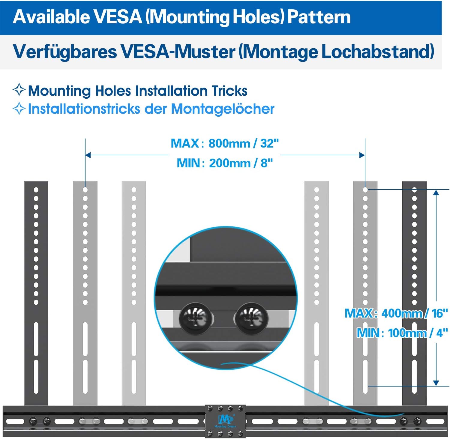 Mounting Dream Universal Soundbar Bracket Fits Soundbars with/without Holes, for Samsung Soundbar Sony LG PC Bose JBL Bomaker - Image 4