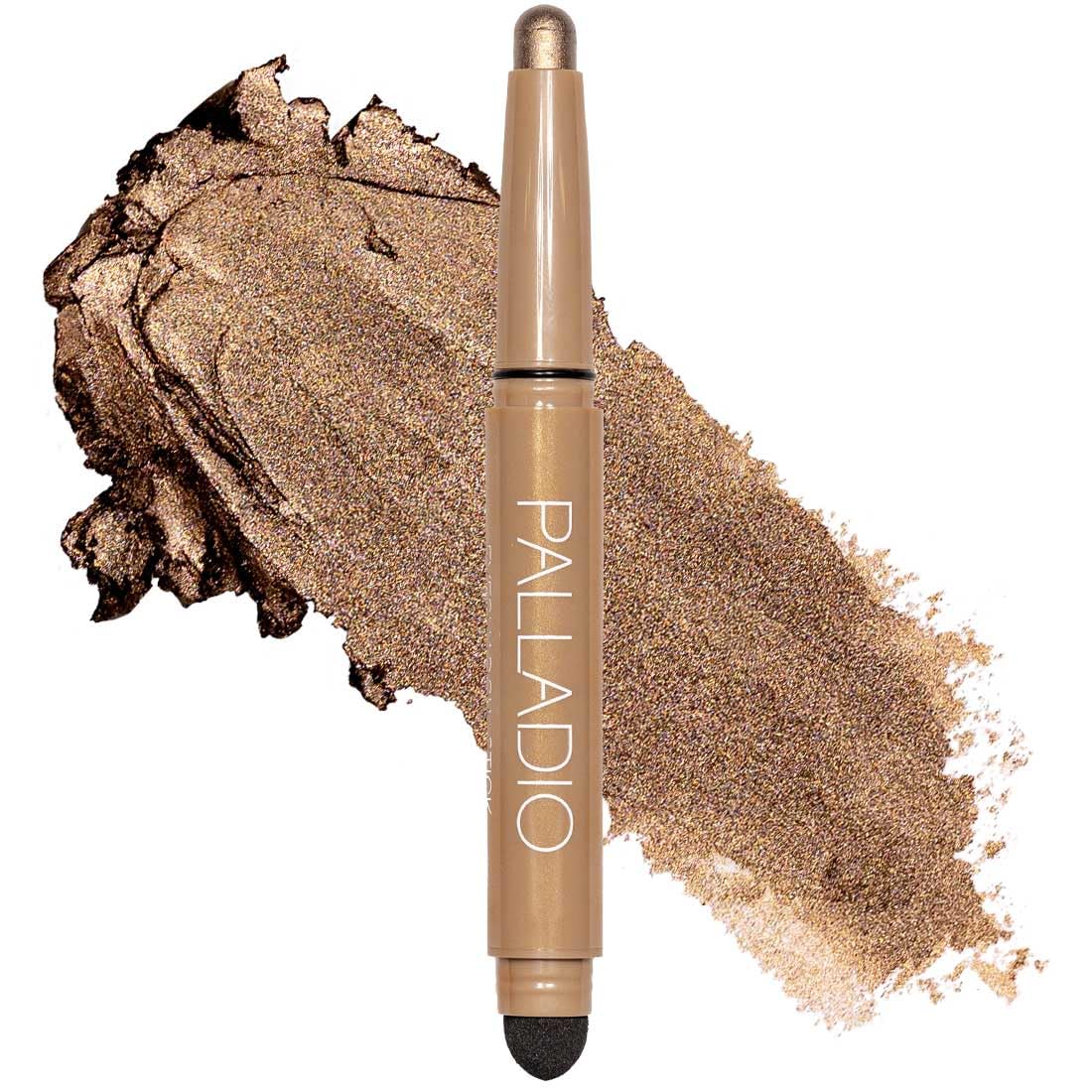 Palladio Waterproof Eyeshadow Stick with Blending Sponge, Long Lasting & Effortless Application, Smudge Free & Crease Proof Formula, Matte & Shimmer Shades, Buildable Eye Shadow (Taupe Shimmer)
