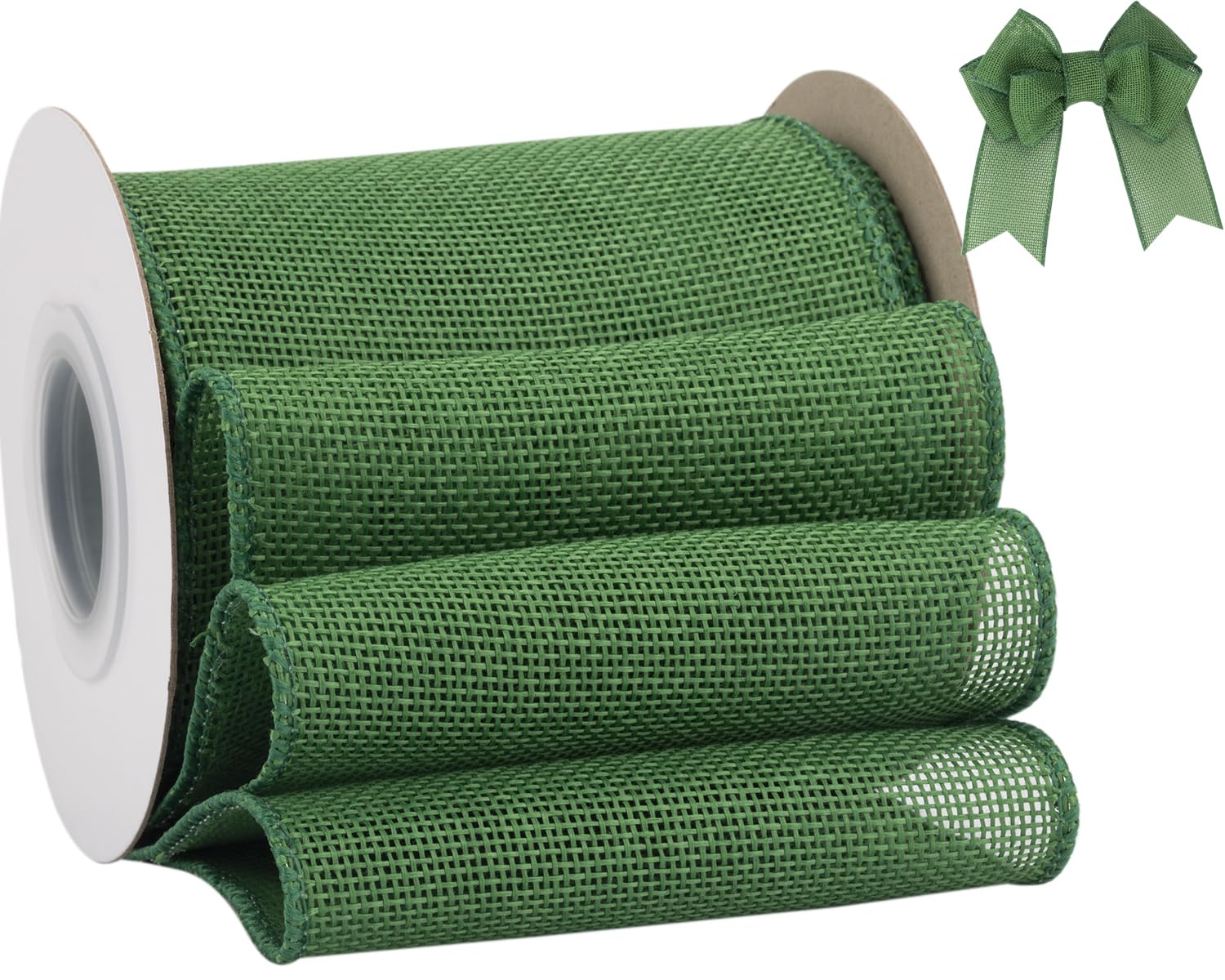 Tekdeere Burlap Ribbon 100mm x 9 Meters, Emerald Green Wired Ribbon for Crafts, Gift Wrapping, Wreaths, Bows, Tree Decoration and Outdoor Decoration