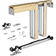 JUBEST 28"x80" Pocket Door Frame Kit with 88LBS Two-Way Soft-Close Mechanism, Durable, Smoothly and Quietly, Easy to Install Hidden Door for 24" to 28"x80"