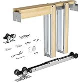 JUBEST 32"x80" Pocket Door Frame Kit with 88LBS Two-Way Soft-Close Mechanism, Durable, Easy to Install, for 24" to 32"x80" Do