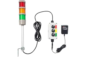 ANDONT 3 Stack Super Bright LED Andon Tower Lights, Red/Yellow/Green, ON-Off-Flash, 16 ft Extension Cord, 6 ft Industrial Adapter, IP65, 2.36" Diameter 17.8" Length, Plug Play Ready