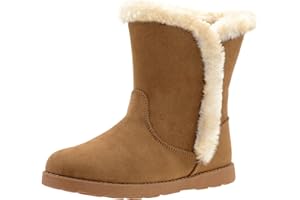LseLom Girls Snow Boots Warm Faux Fur Lined Winter Boots with Non-Slip Sole Waterproof Cute Lightweight Ankle Bootie for Toddler/Little Big Kids