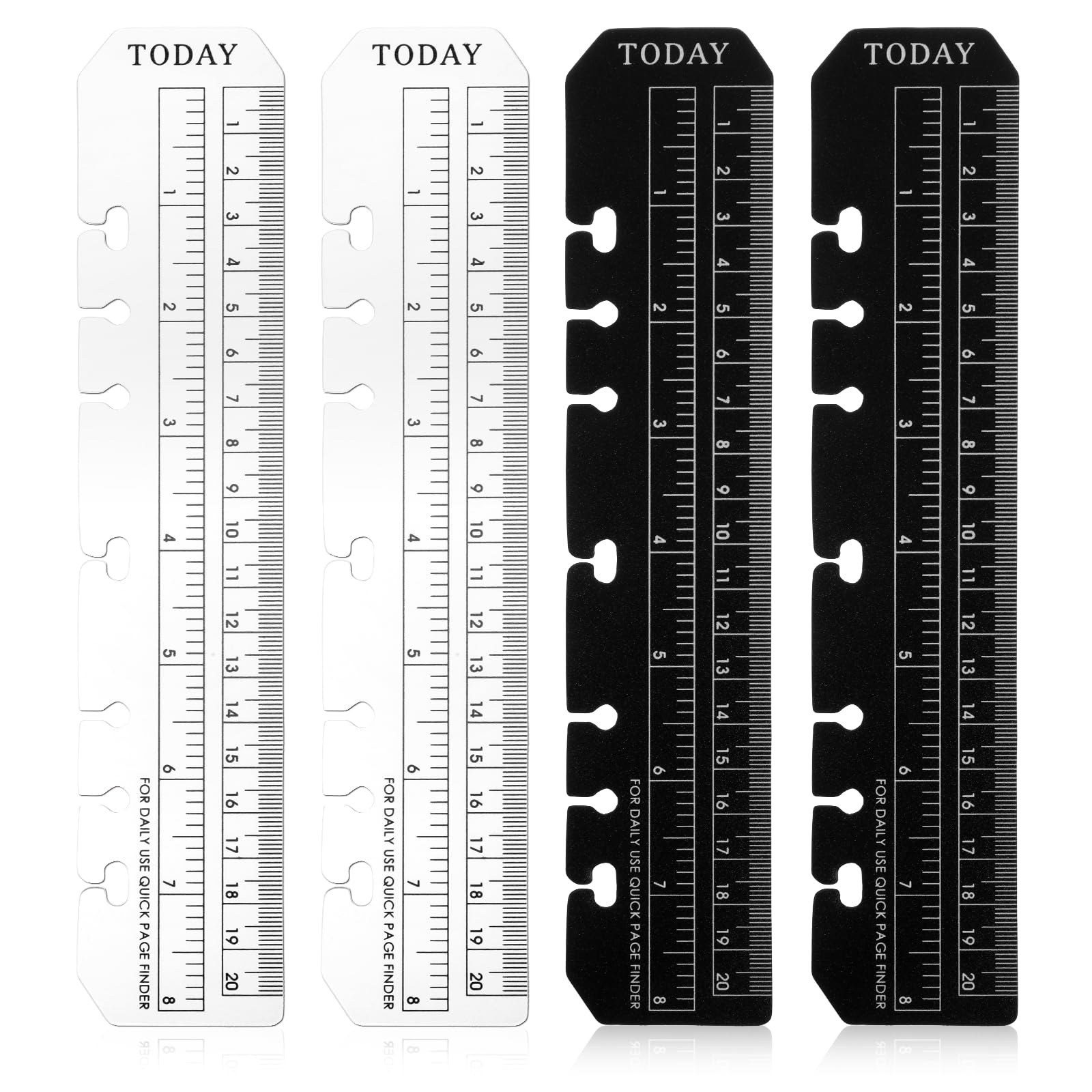 Photo 1 of 1 PCS Bookmark Rulers, Black and Clear Spiral Notebook Bookmark, Plastic Planner Ruler for A5 Size 7-Hole Binder Notebook