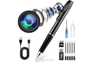 KQoolShuai Mini Spy Camera Pen 1080P Full HD Video Recorder with 64GB Card, USB Charging, Security Surveillance Camera