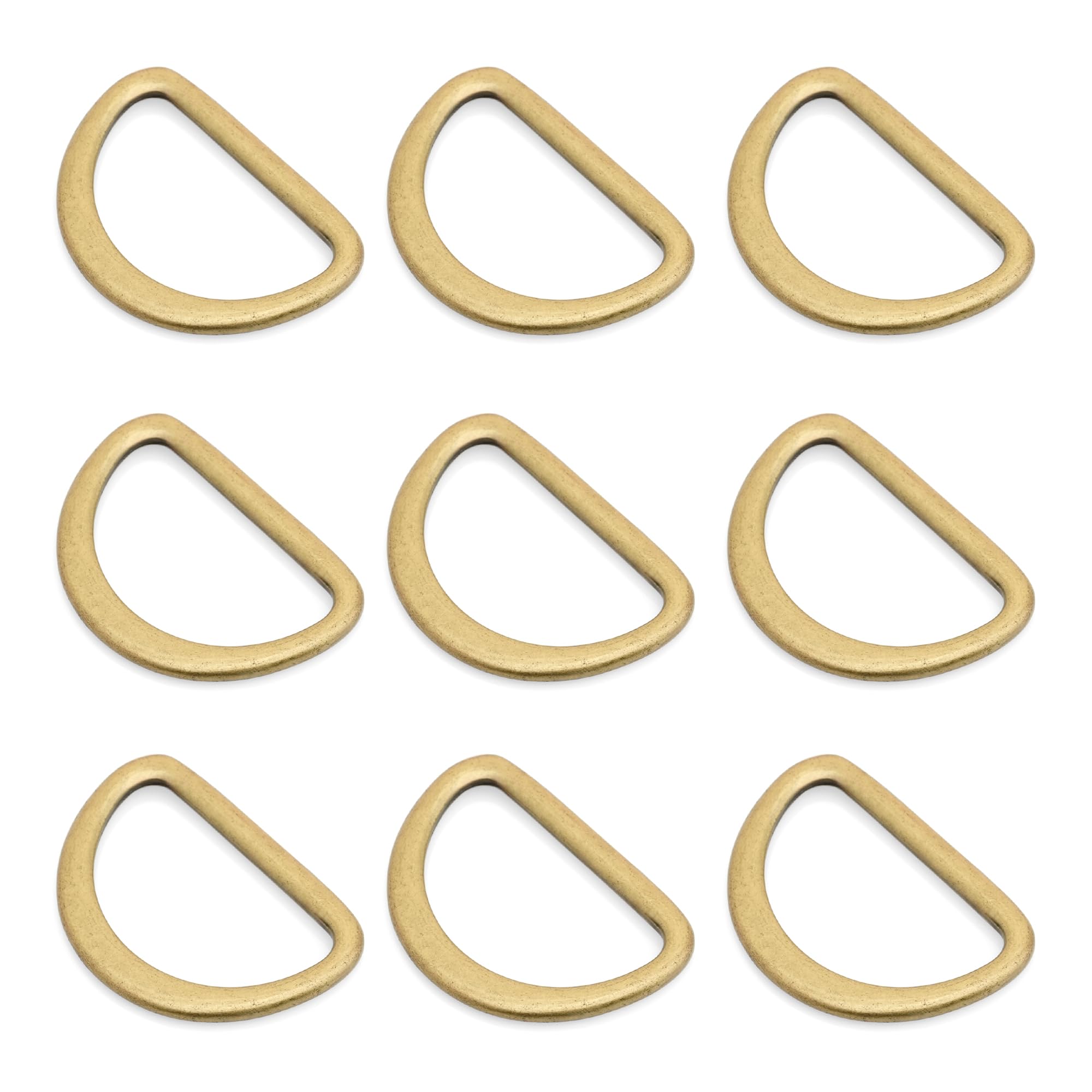 CRAFTMEMORE D Rings Molded Solid Cast 3/4", 1", 1 1/4" Flat Metal D Ring Findings for Purse Craft 10 Pack PTDM, Antique Brass, 20mm (3/4")