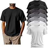 Neer 7 Pack Men's Big and Tall Shirts Summer Cotton Short Sleeve Tee Crew Neck Casual Top Basic Oversize T Shirts