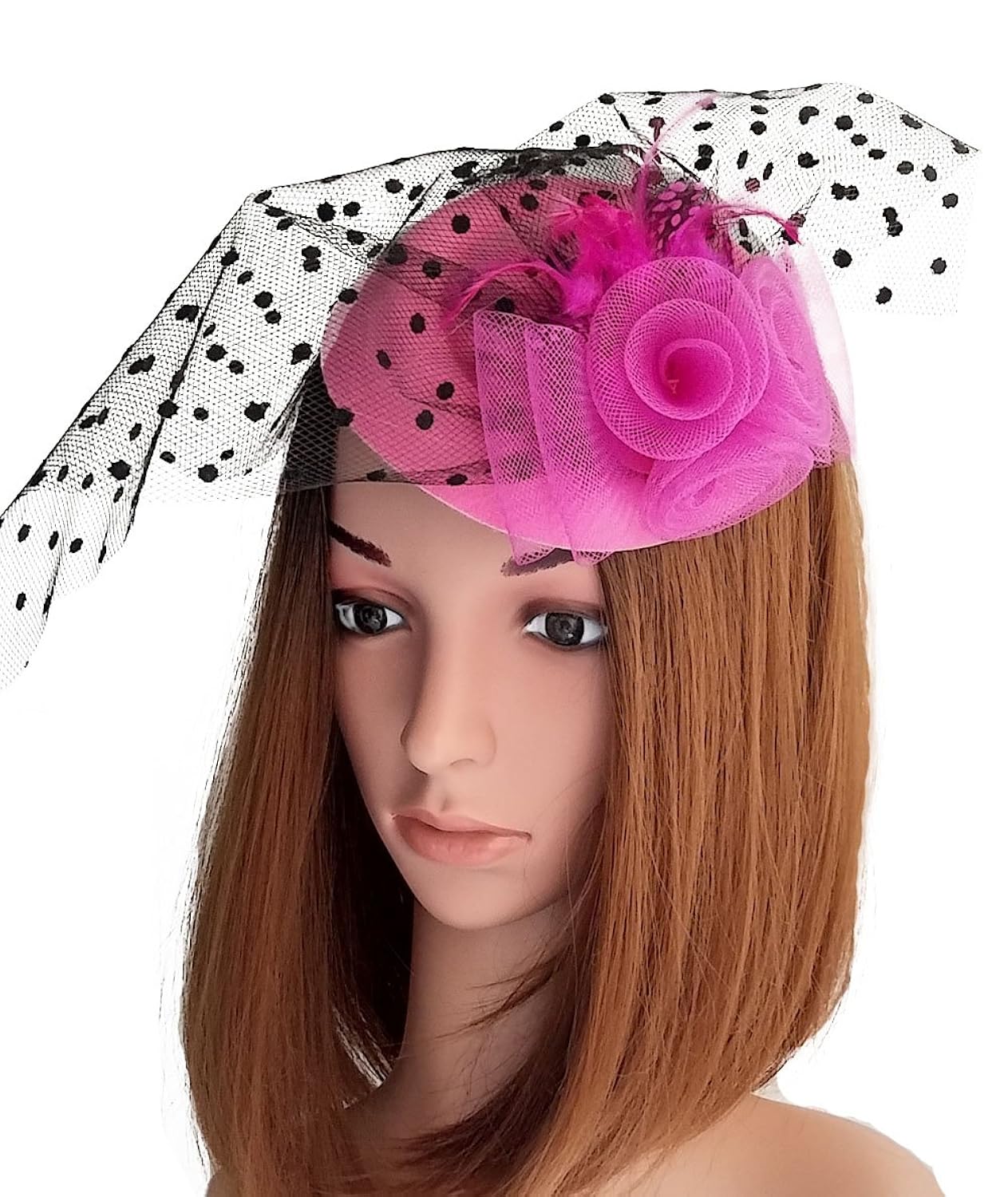 Flywife Women Fascinators Hair Clip Headband Hoop Veil Wool Flower