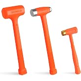 C&amp;T Dead Blow Hammer Set, 1.5LB Dead blow, 12oz Brass Cap, 16oz Ball-Peen | 3-Piece Kit, Brass, No Rebound Design, Unibody Molded Checkered Grip, Home Repair &amp; Garage Use