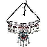Antique Ethnic Indian Silver Oxidized Afghani Ethnic Boho Tribal Gypsy Statement Necklace Jewelry
