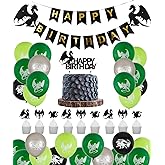 Dragon Birthday Party Decorations Dungeons and Dragons Theme Fantasy Party Supplies Including Dragon Cake Decoration and Toppers, Dragon Balloon Garland and Birthday Banner