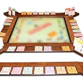 Custom Board Game Frame Personalized Game Board Organizer Compatible with Monopoly Board Game and Monopoly Game Pieces | Economic Themed Game Organizer | Complete Set | Red Oak