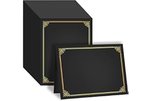 GNL Certificate Holders - 100 Packs Black Diploma Holders, Certificate Covers with Gold Foil Border, for Letter Size 8.5 x 11 Award Certificate Paper and Documents