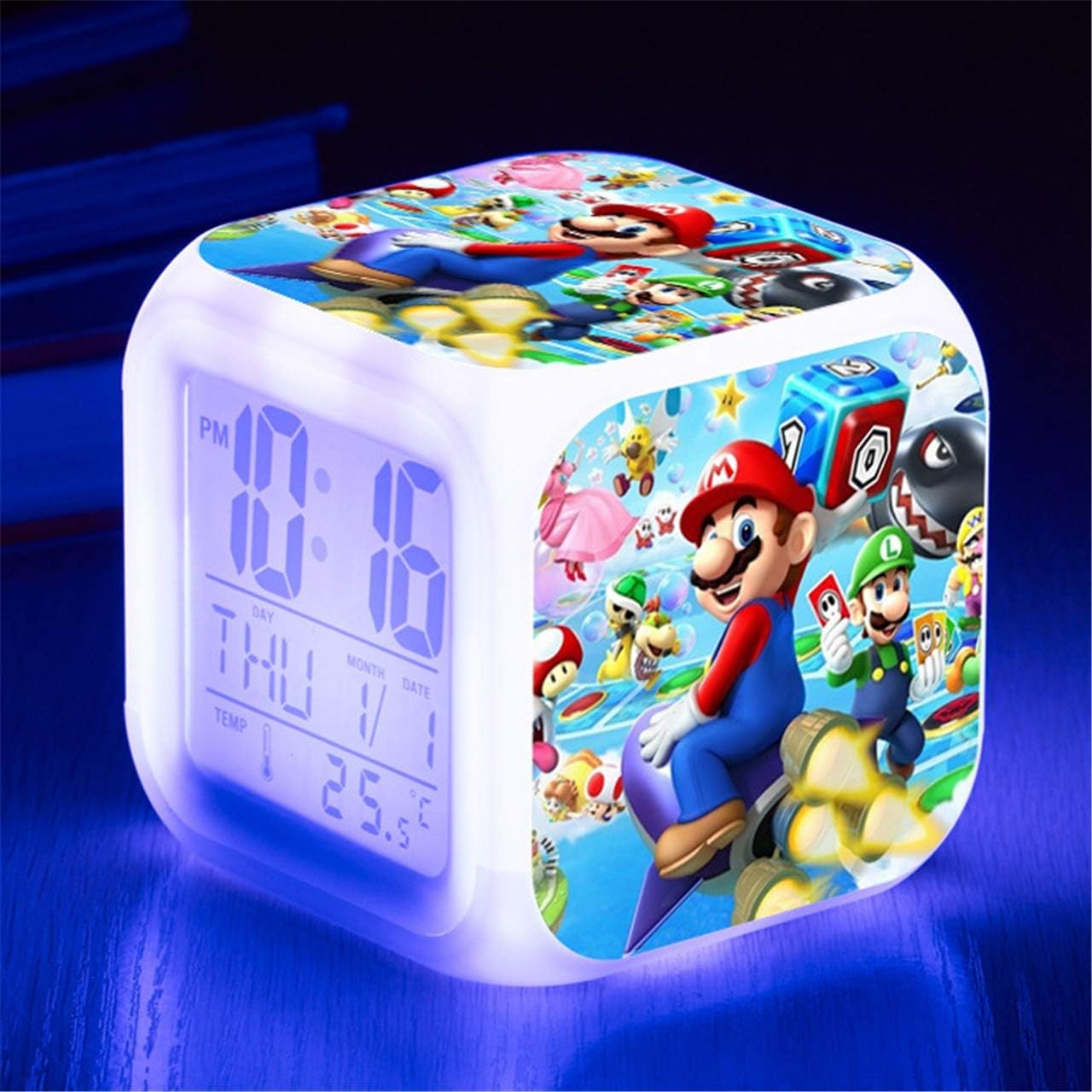Kids Cartoon Bedroom Alarm Clock Bedside Fading Night Light Music Wake Up Clock Cute Mini Travel Alarm Clock Silent Desk Alarm Clock Gift for Home Children Boys Girls Teens