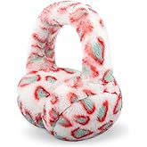 POMIJIAN Winter Ear Muffs for Women Girls Faux Fur Cute White Earmuffs Fluffy Ear Warmers Foldable Ear Covers Outdoor
