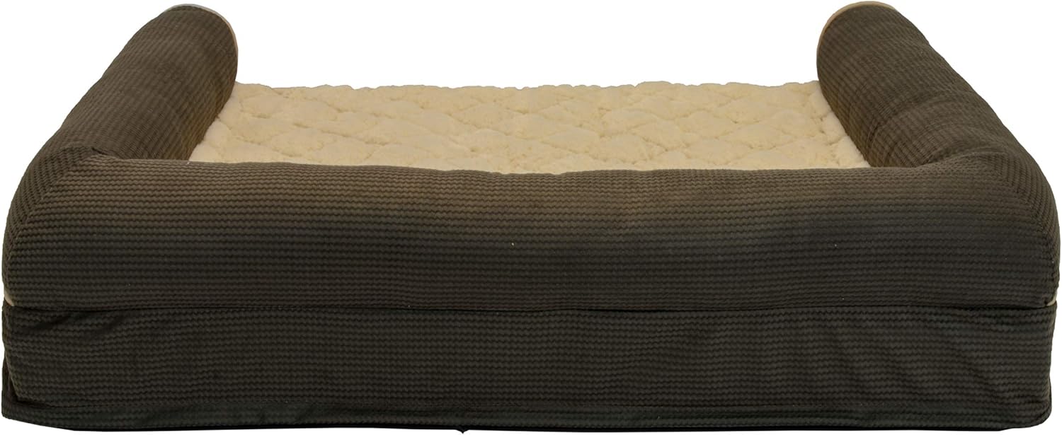 Sealy Dog Bed Sealy Ultra Plush Sofa-Style Bolster Dog Bed Brown, Small - Orthopedic Foam Pet Bed with Machine Washable Plush Cover, Small (20" x 25") (SealyOCB2520B) : Pet Supplies