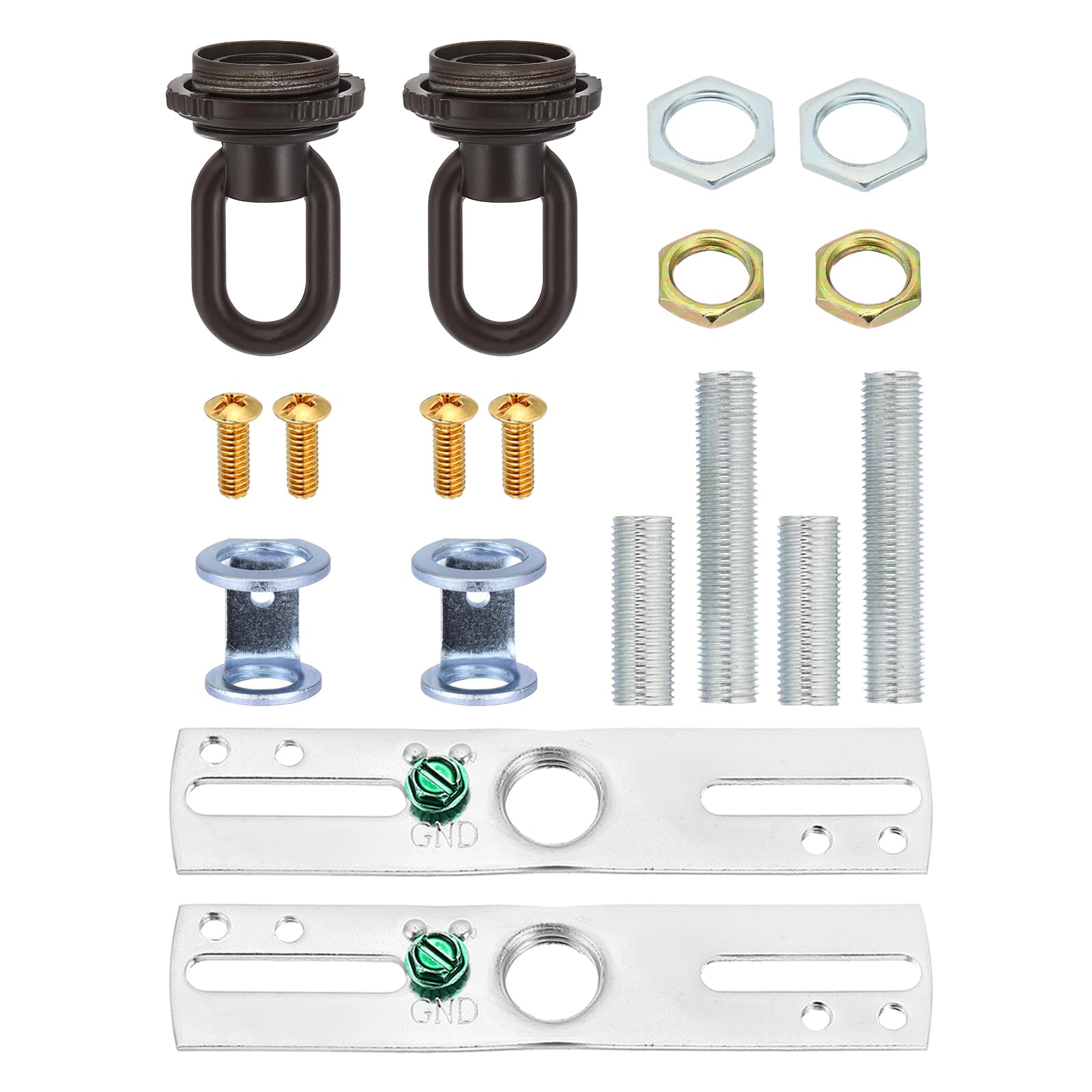 PATIKIL 4" Universal Light Fixture Cross Bar Kit, 2set 1/4 IP Center Ceiling Light Plate Mounting Bracket Canopy Hardware Repair Set with Loop, Dark Brown