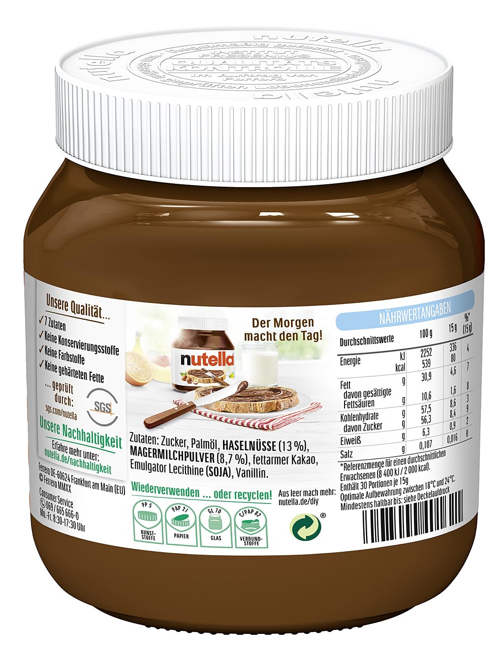 nutella – Nuss-Nugat-Creme als Aufstrich oder für leckere Rezepte – 1 x 450 g 4