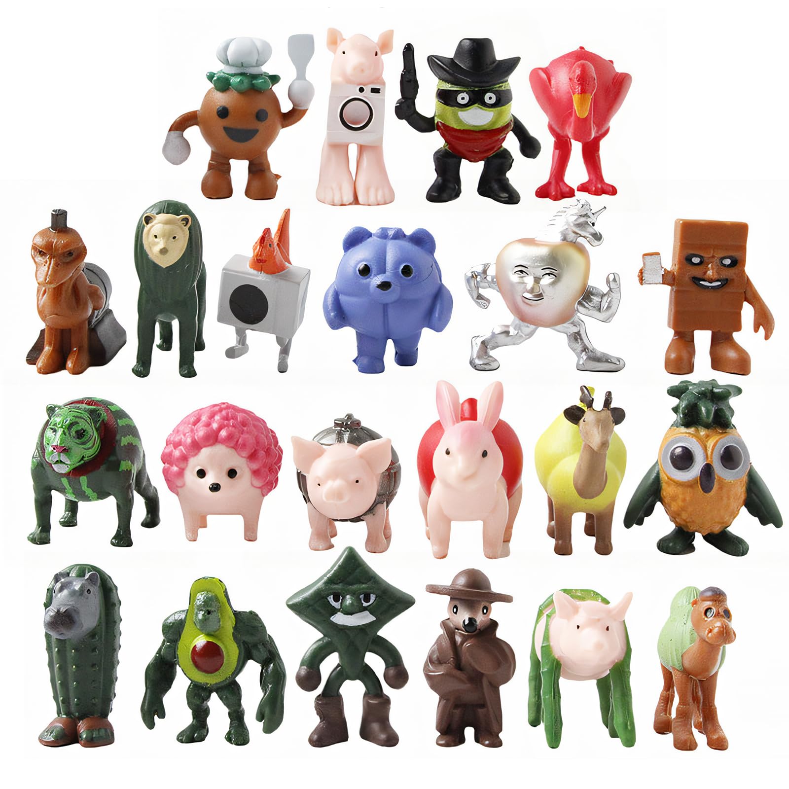 zhongko 24Pcs Brainrot Action Figures Set, Brainrot Toys, Kids' Play Action Figures, Brain Rot Figures, Creative Shark, Monkey and More Toys, Funny Gifts for for Fans, Children & Adults