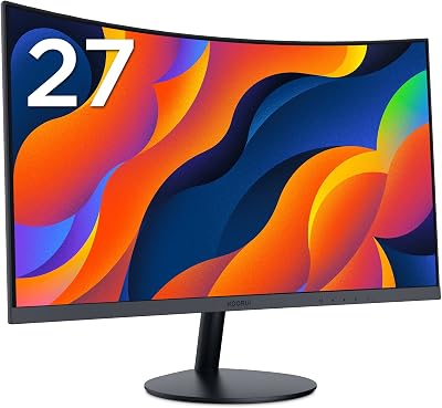 KOORUI 27 Inch Curved Monitor 1080P 144Hz LED HDMI VGA Tilt Eye Care