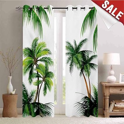 Amazon Com Hengshu Tropical Decor Curtains By Coconut Palm Tree
