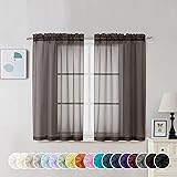 Chyhomenyc Chocolate Brown Sheer Curtains 45 Inch