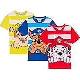 Paw Patrol Boys 3 Pack T-Shirts Chase Marshall Rubble Dress Up Top Short Tees