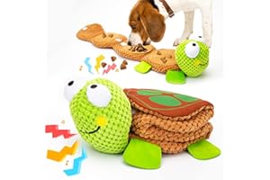 lilfrd Dog Puzzle Toys - Enrichment Squeaky Crinkle Snuffle Treat Dispensing Smart Dog Toys for Boredom and Stimulating, Durable Plush Toys for Large Medium Small Breed - Turtle