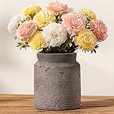 Ceramic Flower Vase 6.5 inch Farmhouse Rustic Vase for Home Decor Handcrafted Pottery Vase Small Terracotta Vases for Dining Table Fireplace Living Room Bathroom Wedding Centerpiece (S-Dark Gray)