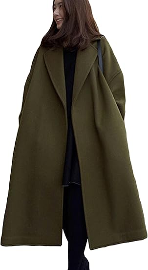 Amazon ケイミ Keimi レディース オーバーサイズ チェスターコート ゆったりロングアウター秋冬物 スリット入り カーキ色 ラシャコート ゆったり ポンチョ マントコート 原宿風 無地 カシミヤコート 着痩せ 防寒ジャケット 通勤 仕事 大きいサイズコート コート