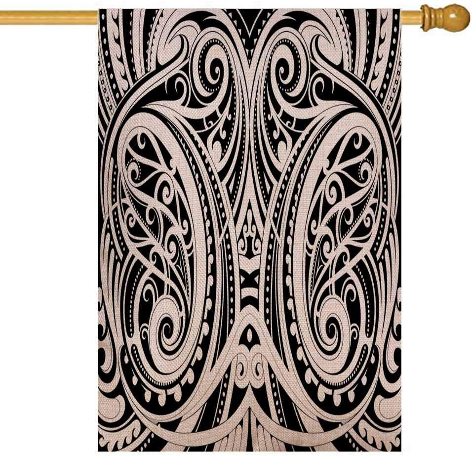 Capsceoll Spring Garden Flag 28X40 Inch Vertical Double Sized Seasonal Burlap Outdoor Decorative Flags Maori Style Ethnic Ornament Good Background