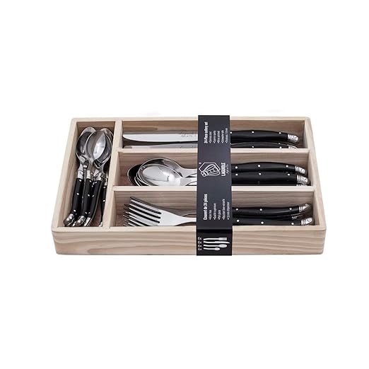 Laguiole Style de Vie Besteckset Premium Line, 24-teilig, Schwarz