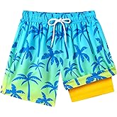 Coespewix Boys Swim Trunks with Compression Liner Relaxed Fit Boys Bathing Suits Boy Swim Shorts Quick Dry Youth Swimsuit