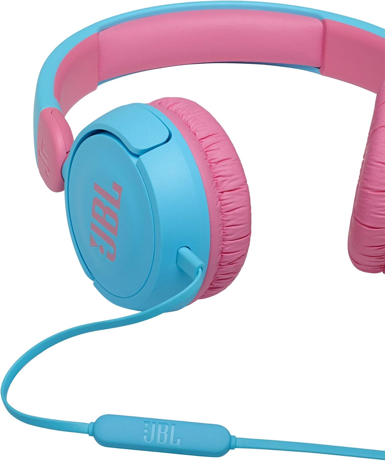 JBL Jr 310 - Children's Over-Ear Headphones with Aux Cable and Built-in Microphone, in Blue and Pink - Image 3