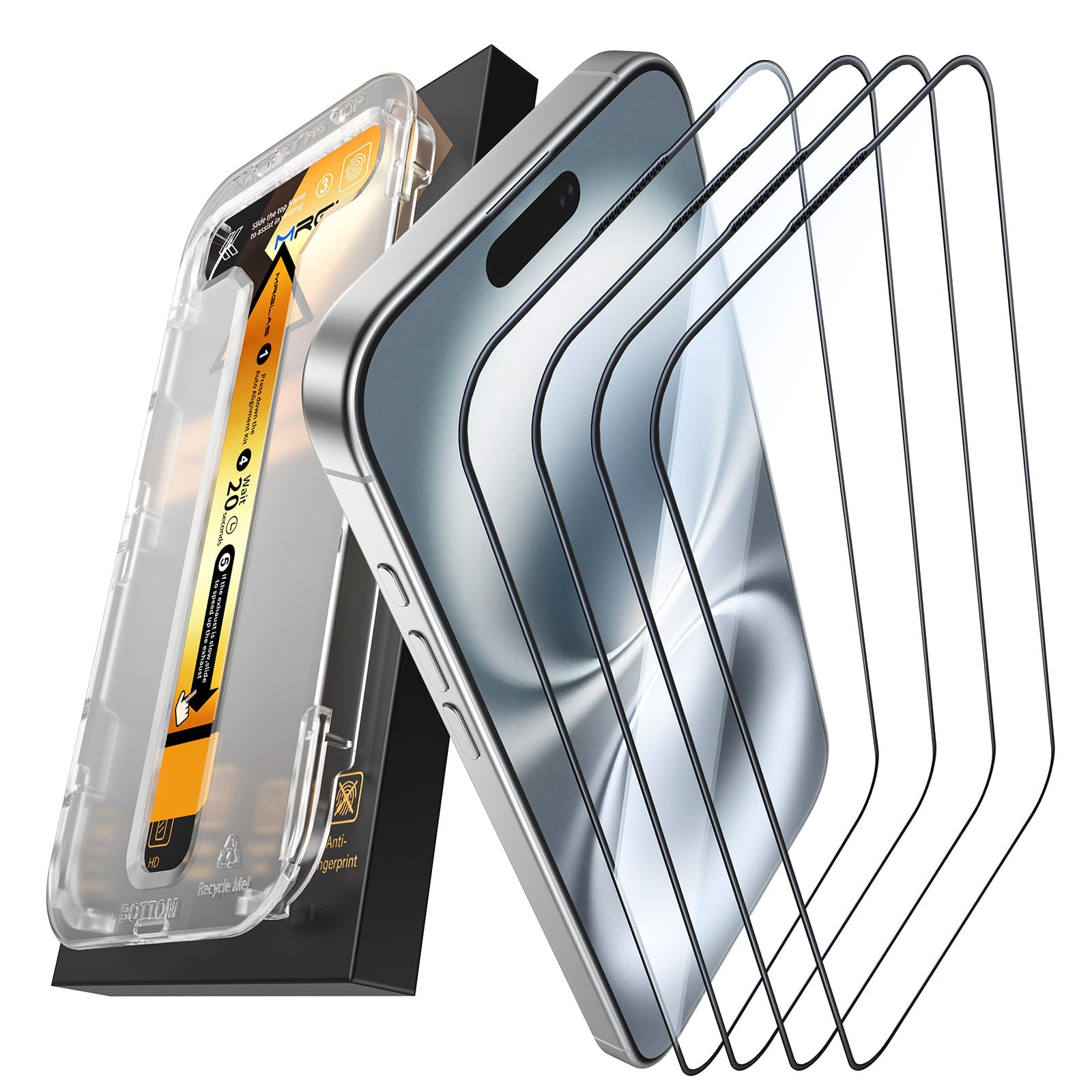 Photo 1 of MRGLAS 4-Pack Screen Protector for iPhone 16 Plus [Auto-Alignment Kit][10X Military Grade Protection][HD Clear] 9H Shatterproof Tempered Glass Compatible 16 Plus 6.7" Case-Friendly, Zero Bubbles