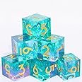Generic 6PCS 16mm D6 Resin dice Set Dice for DND Dungeons and Dragons Role Playing Game (Azure + Purple)