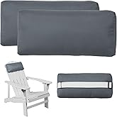 Rasugarlary Headrest Pillow for Patio Chaise Lounge Chair, Outdoor Chaise Pillows with Adjustable Elastic Stripe Head Resting Pillows for Recliner Office Chair, Dark-Gray 2 Pack
