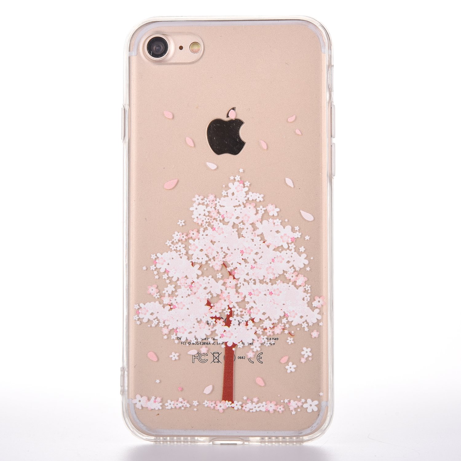 iPhone 8 Case iPhone 7 Case [With Tempered Glass Screen Protector],Mo-Beauty Sakura Pattern Design Soft Flexible TPU Back Cover Case for Apple iPhone 8/ iPhone 7 4.7 Inches (Pink)