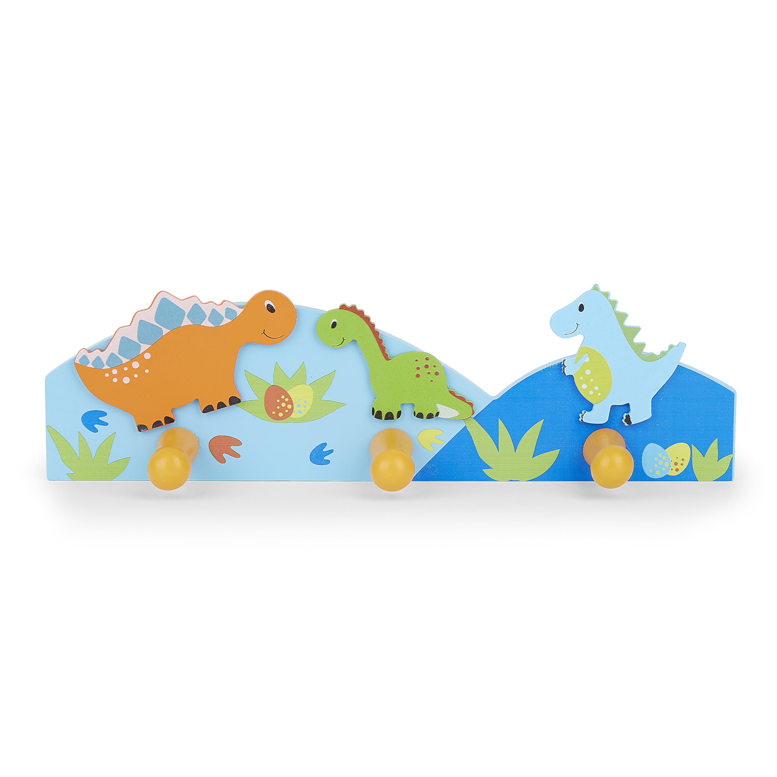 Mousehouse Gifts - Triple Coat Hook Wall Hanger, Wooden Dinosaur Hooks for Children's Nursery or Bedroom (Dinosaur) โ image 1