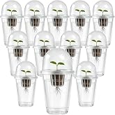 12 Pack 5in1 Seed Starter Cup Kit With Dome,Propagation Cups Self Watering | Tabletop Mini Greenhouse Hydroponics Growing System Kit for Herbs,Indoor Herb Garden,Root Observation