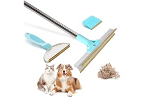 PECCI 56" Adjustable Carpet Rake for Pet Hair Removal Broom Set – Stainless Steel Dog Hair Remover Scraper - Reusable Cat Hair Pro Uproot Deep Cleaner Tool
