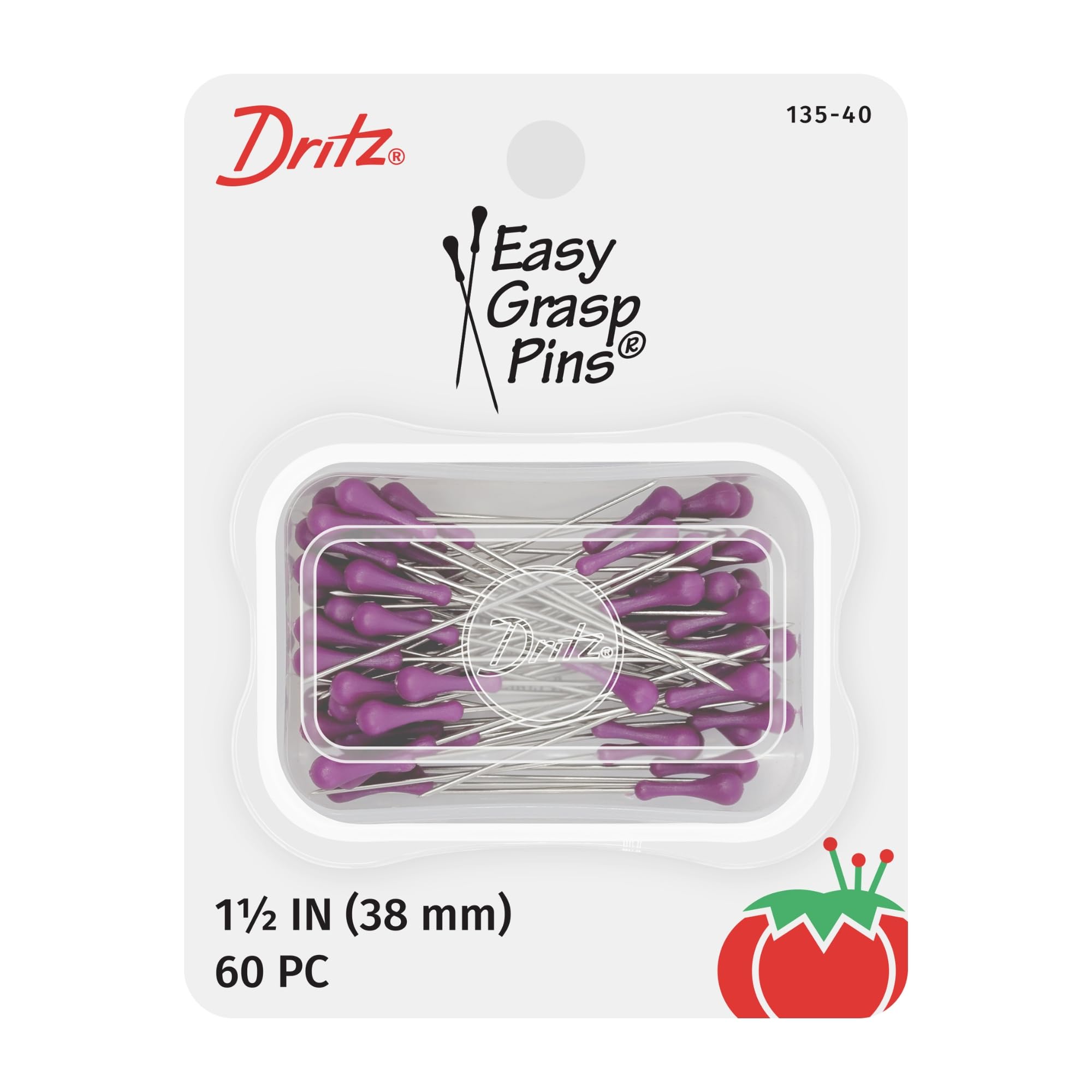 Dritz Easy Grasp Pins-Purple, Multicoloured, 1-1/2-Inch (38mm) (60-Count)